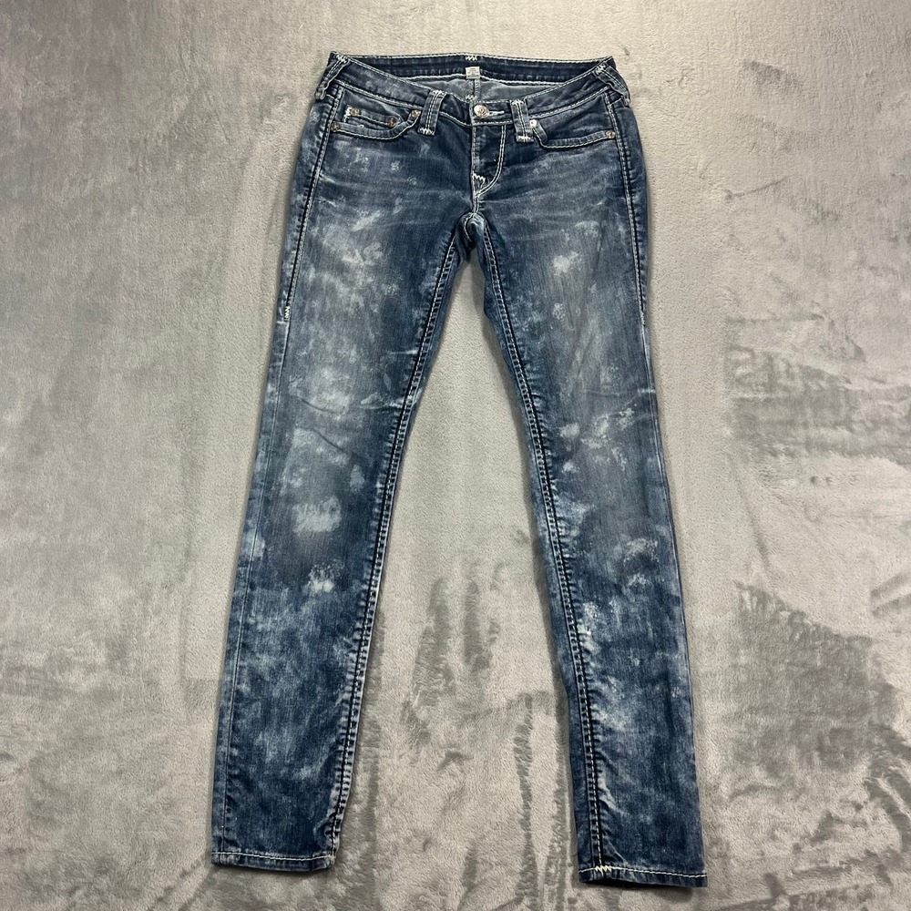True Religion Skinny S.N. Mega T Jeans Womens 27 Blue Cosmic Dust Acid Wash 2014